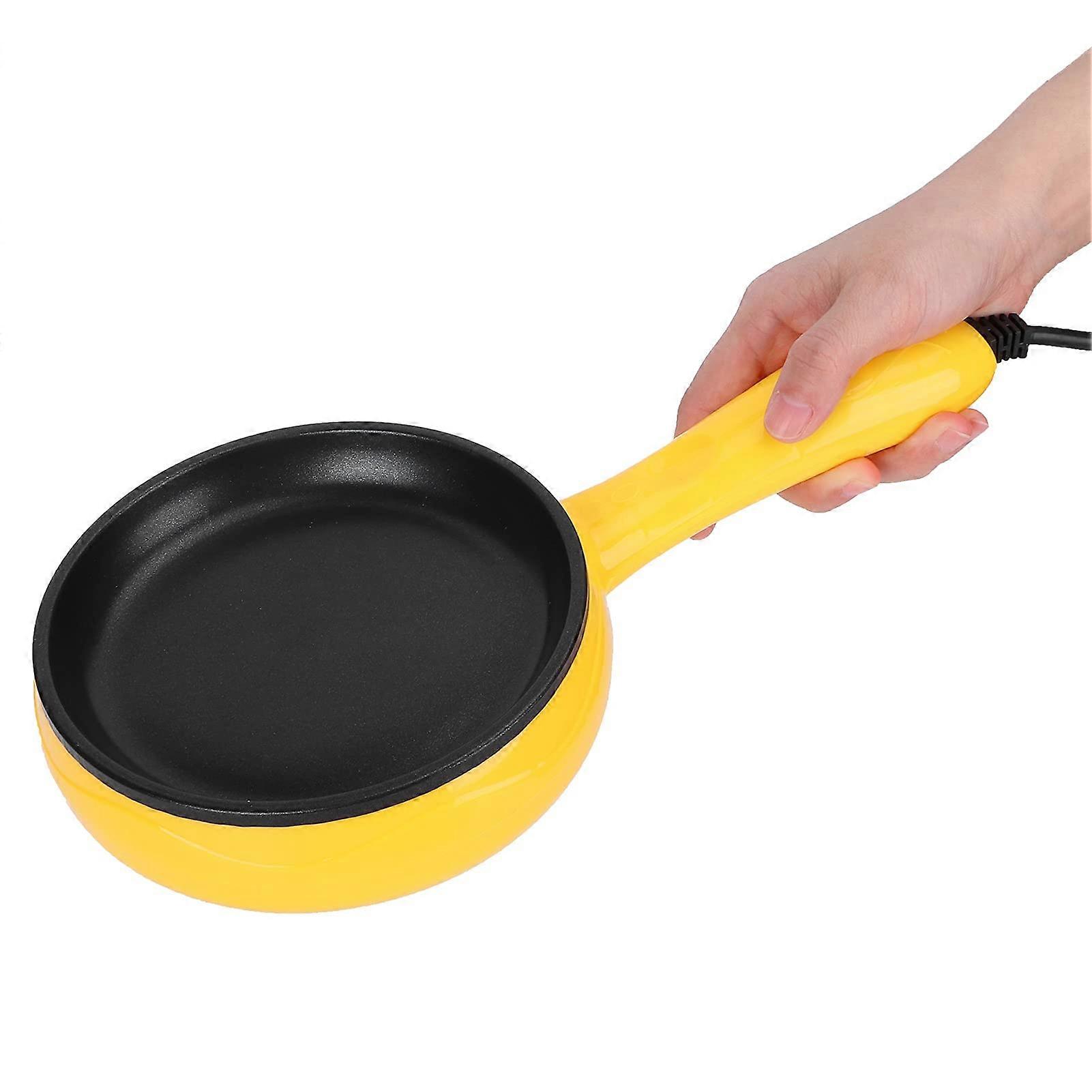 Mini Pancake Pan 350W Mini Frying Pan NonStick Frying Pan for Fried Steaks Pancakes Egg Pan with Wooden Spatula EU Plug 220V