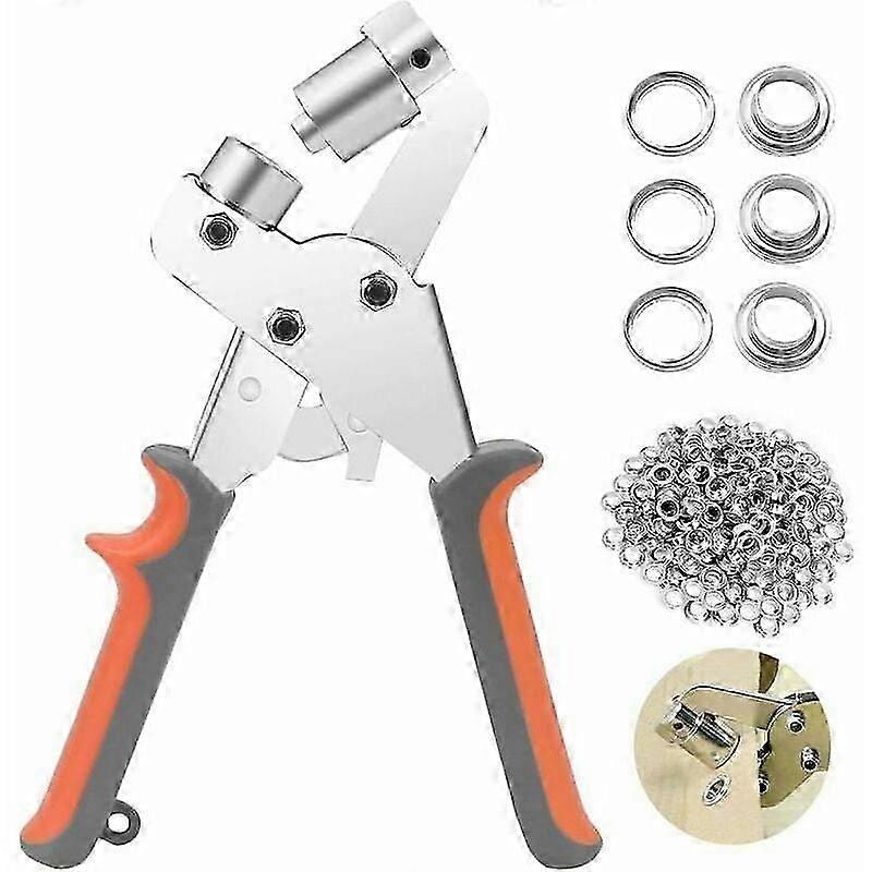 Professional Eyelet Punching Set with 100 Metal Eyelets Size Inner Ø 10 mm for Leather Fabric Tarpaulin Curtain and PVC Applications