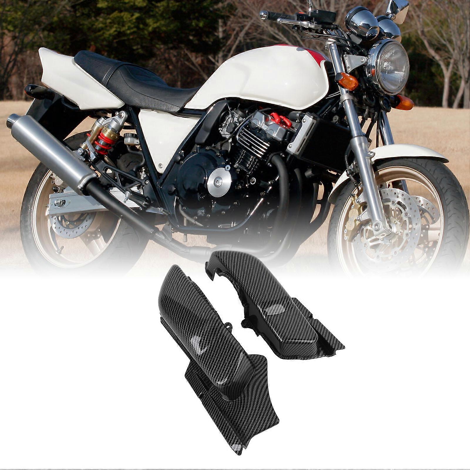 Paire de couvercle latéral inférieur de réservoir de carburant en fibre de carbone Couleur facile à nettoyer à la mode pour CB400 1992 à 1998 