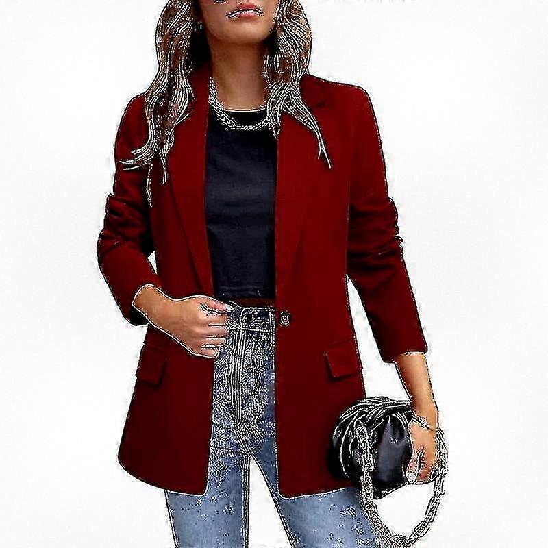 Ladies Casual Long Sleeve Blazer Open Front Jacket for Work and Business Attire
