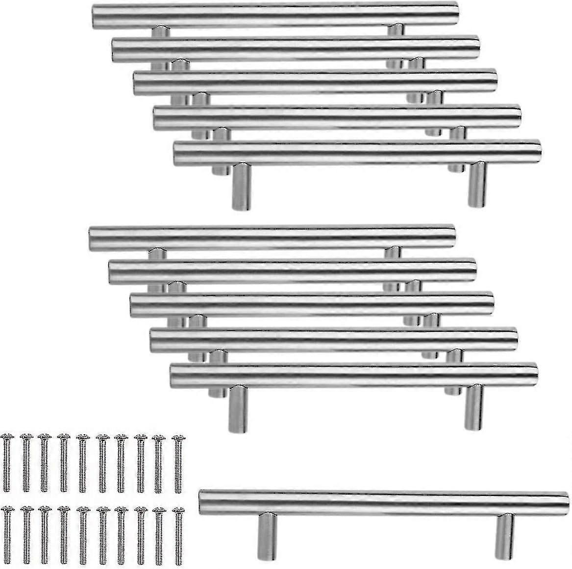 10 X Stainless Steel Kitchen Cabinet Knobs 96mm Hole Spacing, Brushed Steel Solid T-handles For Cabinet Doors Kitchen Door Knobs