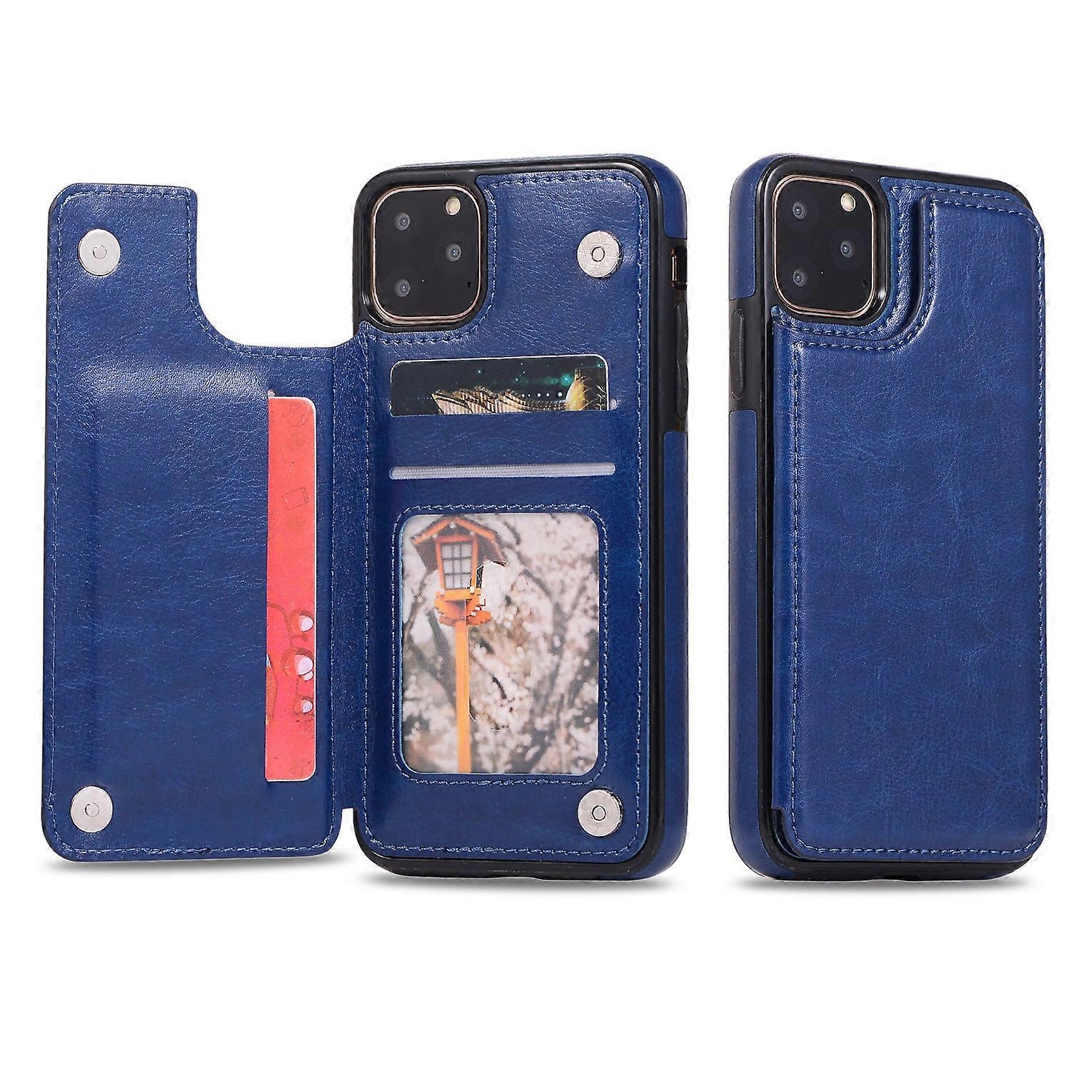Case For Iphone 13 Pro Max Blue Leather Crazy Horse Pattern