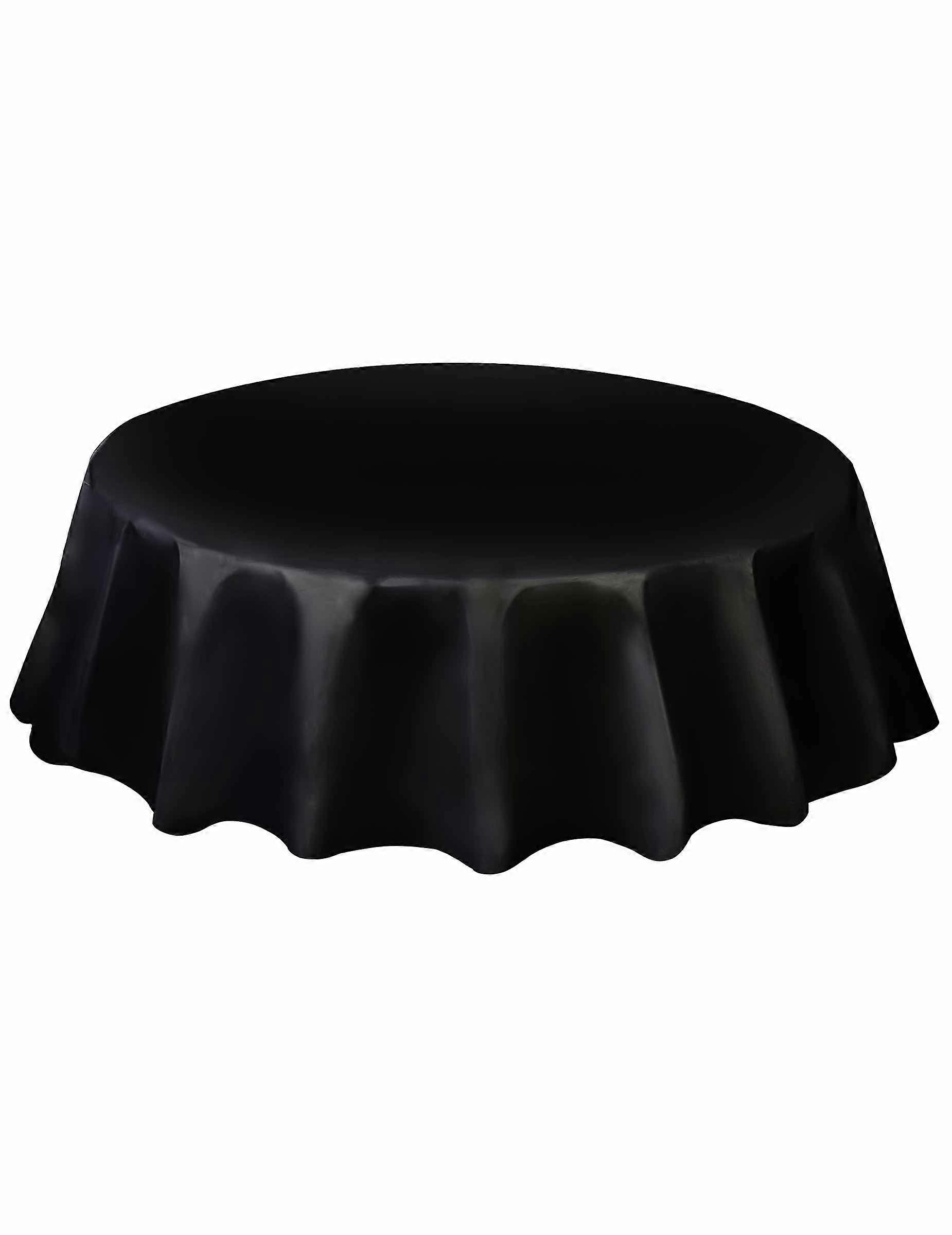 Black plastic round tablecloth 213 cm