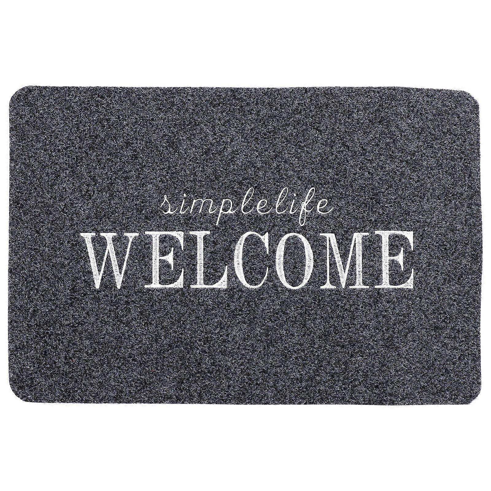 Welcome Mat For Front Door Non-slip Rectangular Grey 60X40CM 1Set