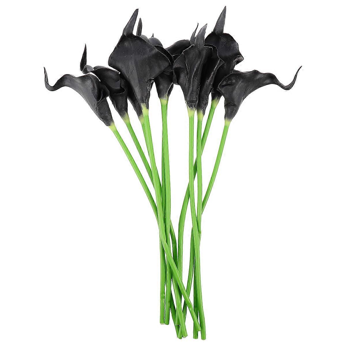 Fake Flower Centerpieces Simulation Flower Decorative Scene Layout Prop Black with Yellow Center 31x9x6cm Realistic Design 10Pcs