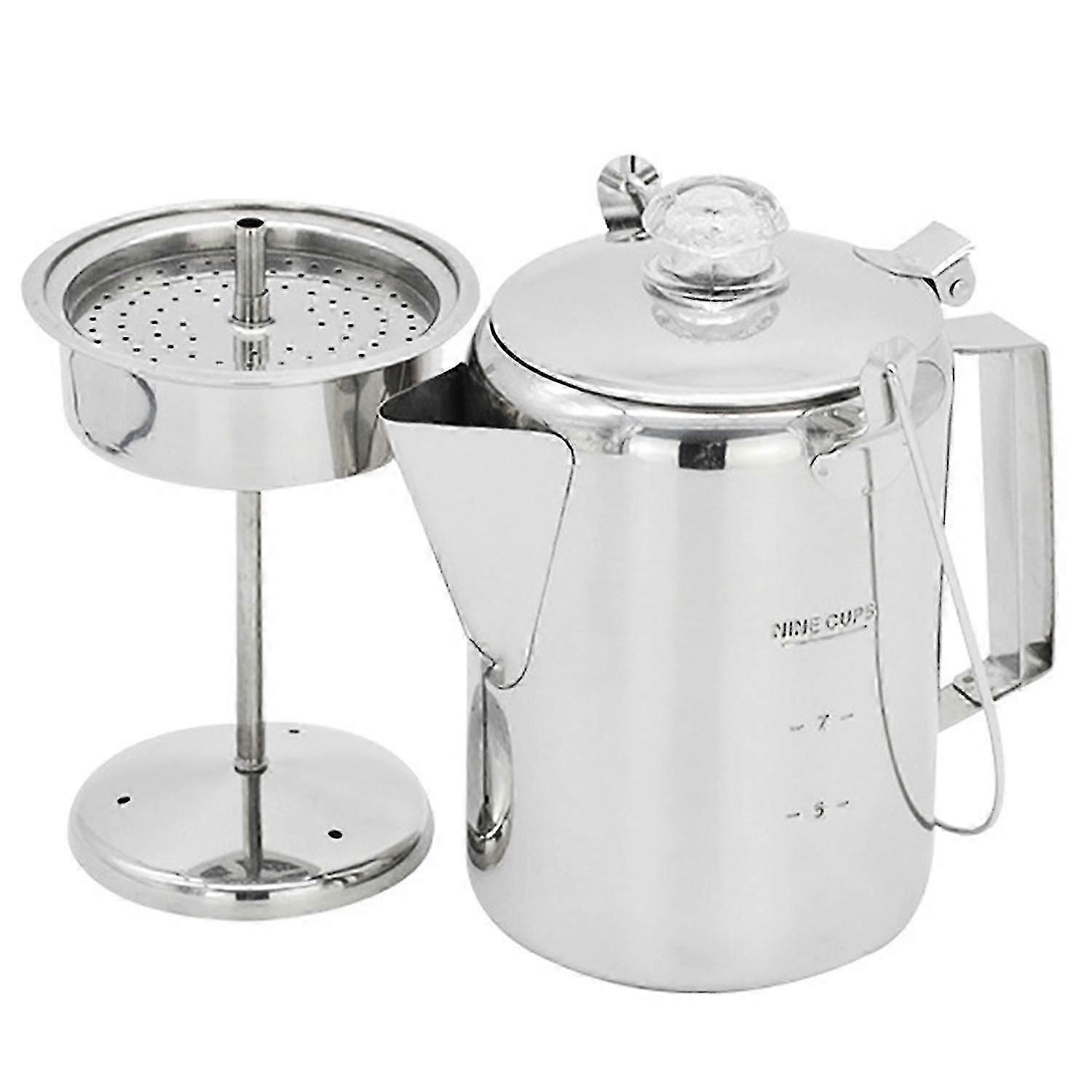 1.2L في الهواء الطلق 9 كوب الفولاذ المقاوم للصدأ Percolator القهوة وعاء القهوة صانع القهوة للتخييم المطبخ المنزل