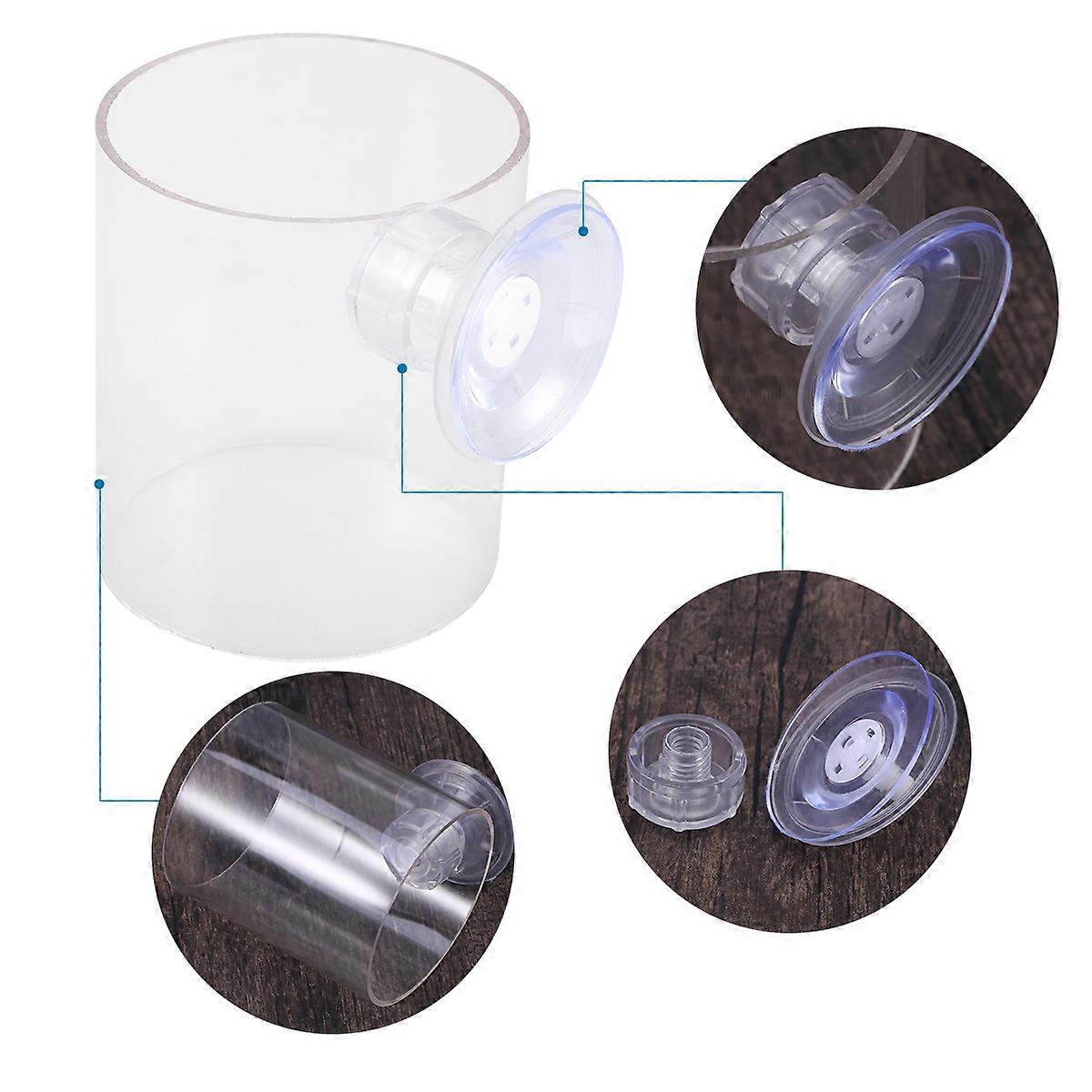 Aquarium Fish Feeder Transparent L Size Adjustable Water Level Prevent Scattering 1Set