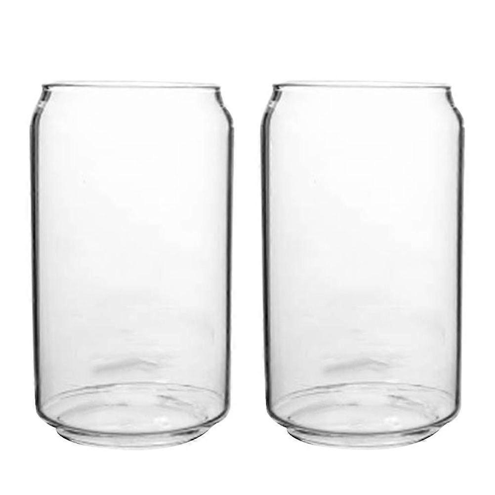 2Pcs Ring-pull Can Shaped Glass Cups Transparent Water Mugs Practical Beer Mugs