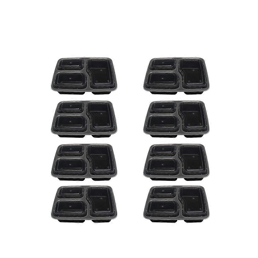 15PCS Disposable Bento Box 3-Compartment Meal Prep Container Microwave Safe Food Storage Containers with Lid (Black)
