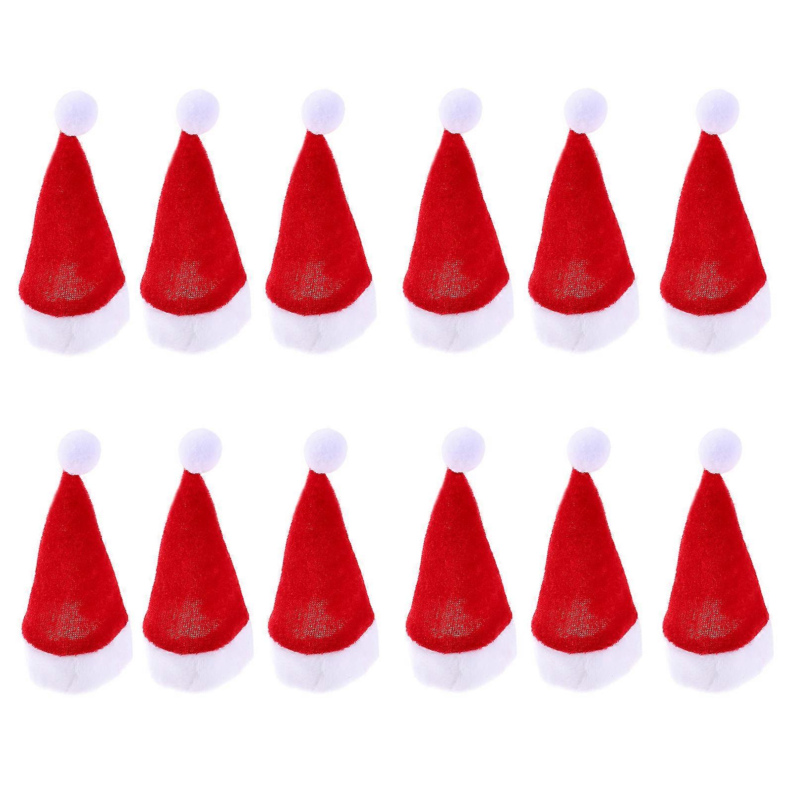 Mini Imitation Hats Tiny Craft Hat Christmas Table Decor Red 11X7CM 12Pack