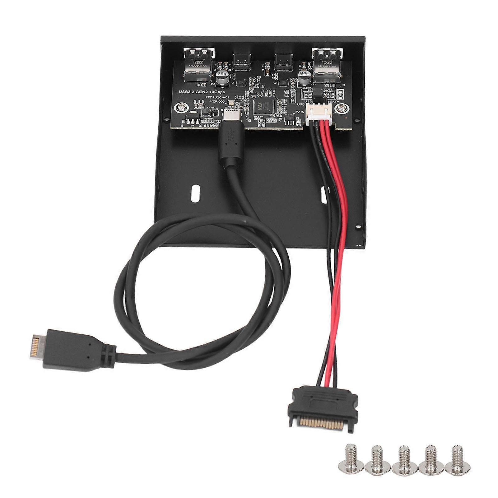 USB 3.2 Gen2 10Gbps Hub, 4-Port, Floppy Drive Bay, 3.5-Inch 19-Pin to Type-C Hub, Front Panel