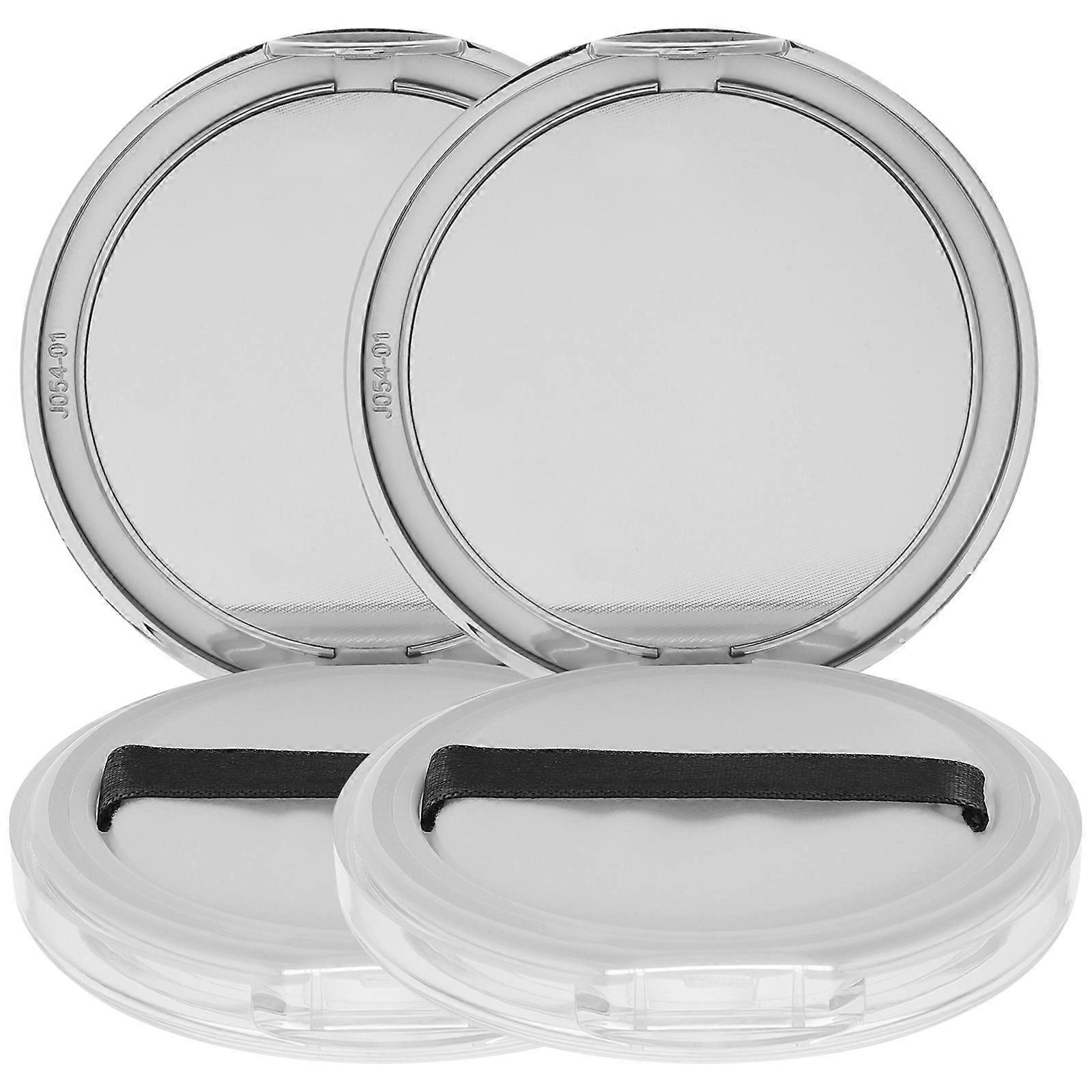 Mini Powder Container Portable Loose Powder Makeup Case Silver 7.50X7.50X1.00CM 2Pcs