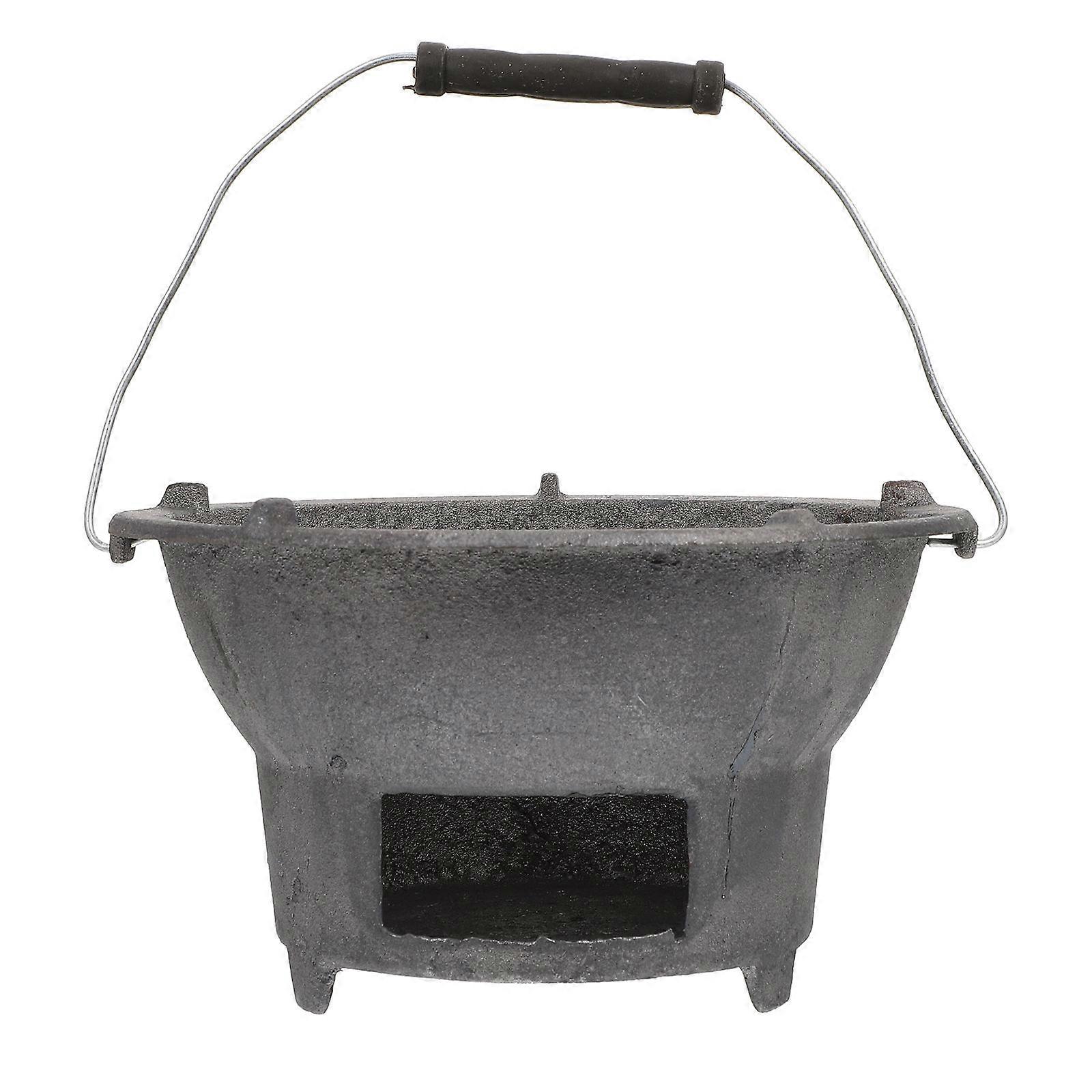 موقد فحم للطبخ في الهواء الطلق أداة التخييم مربع الحديد الزهر شواء 1 حزمة