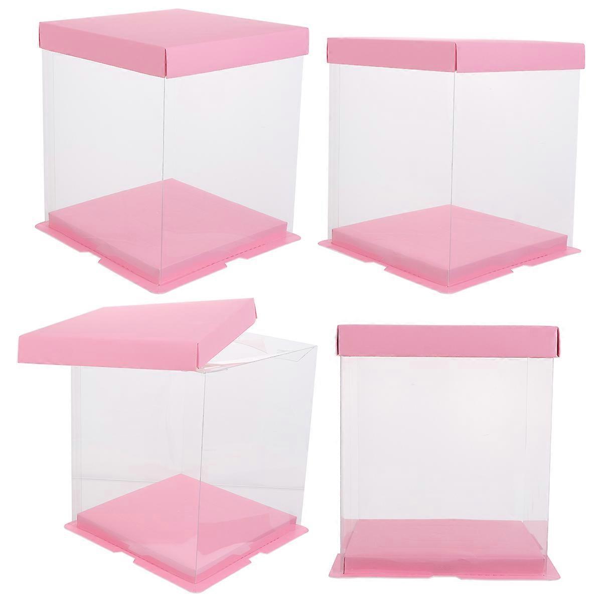 Cake Wrapping Box Clear Cake Containers Elegant Birthday 4Pcs