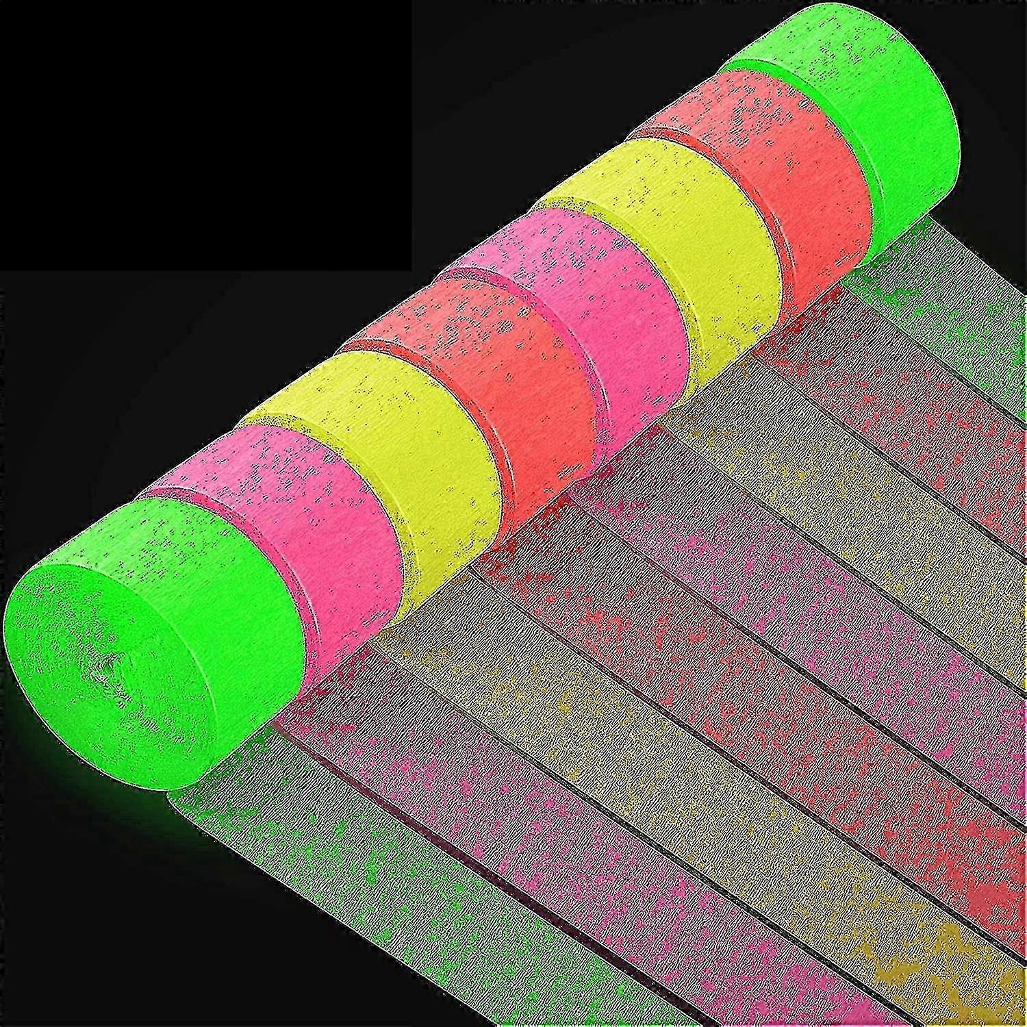 8 Rolls 1312.3 Ft Glow Party Crepe Paper Streamers Fluorescent Neon Paper Roll