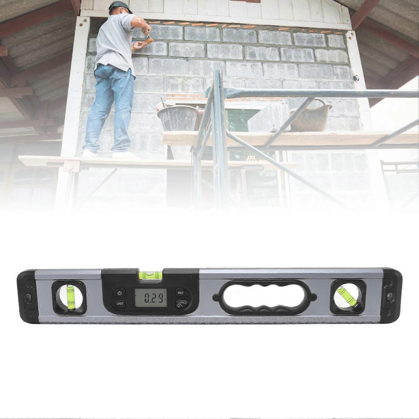 Digital Level Aluminum Alloy 4x90 Degrees 2x180 Degrees Professional Electronic Digital Level for Measurement Black