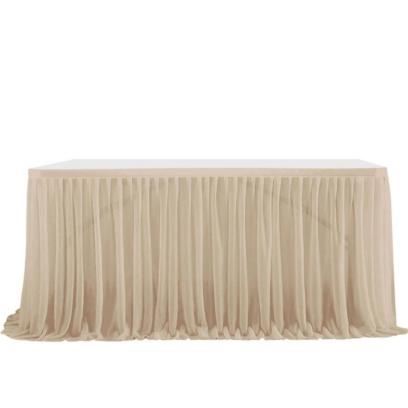 Tulle Table Skirt 4FT, Taupe Brown Grey Decorative Tablecloth for Round Rectangular Tables, Ideal for Weddings, Birthdays, Baby Showers