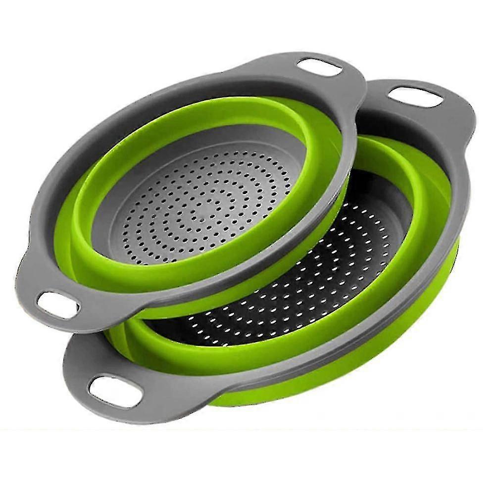 2 Pc Collapsible Colanders With Handles With Extendable Handles