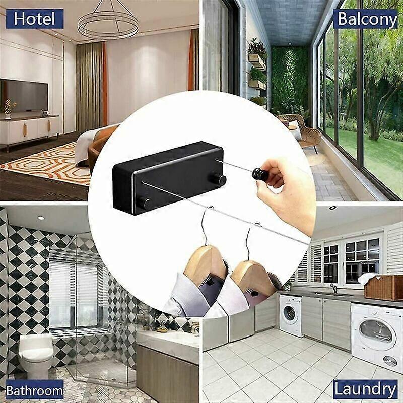 Retractable Clothesline 4.2m Black - Adjustable