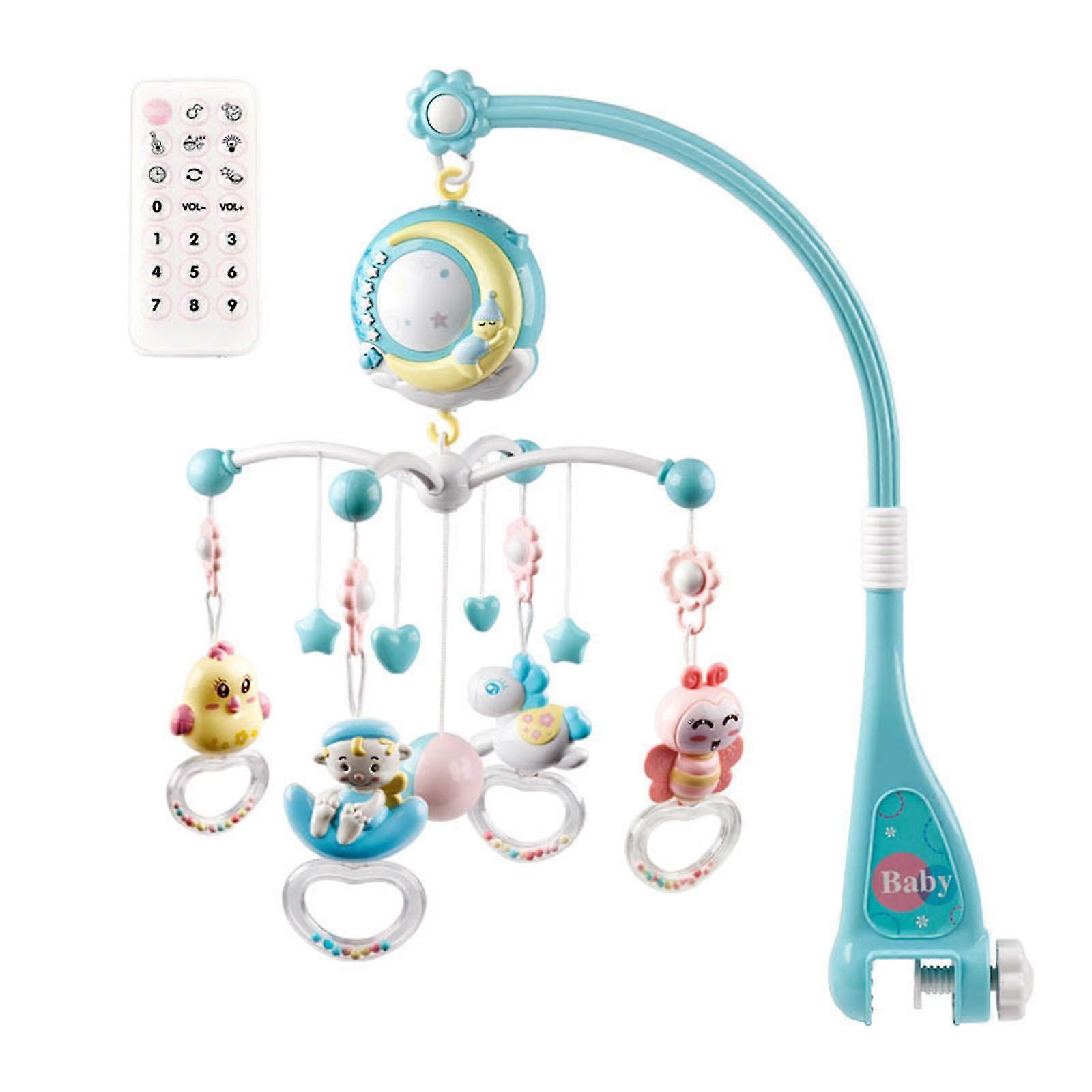 Baby Sleeping Toy with Music Night Lights Projector & Timing Function Baby Musical Crib Mobile Hanging Rotating Rattles Blue