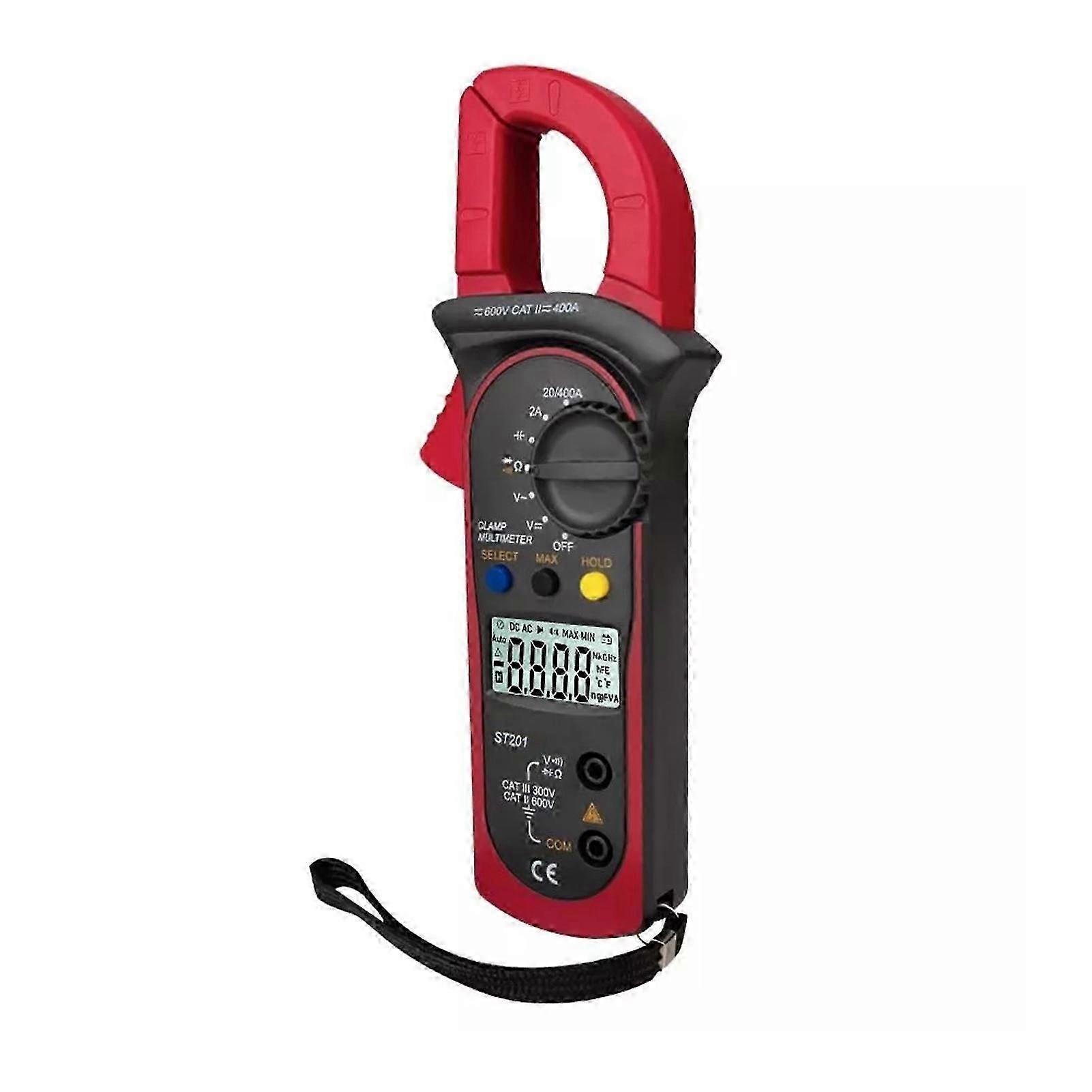 ST201 Digital Clamp Multimeter 4000 Counts Clamp Ammeters Transistor Capacitor Tester Power Test Automotive AC / DC Voltage Current Tester