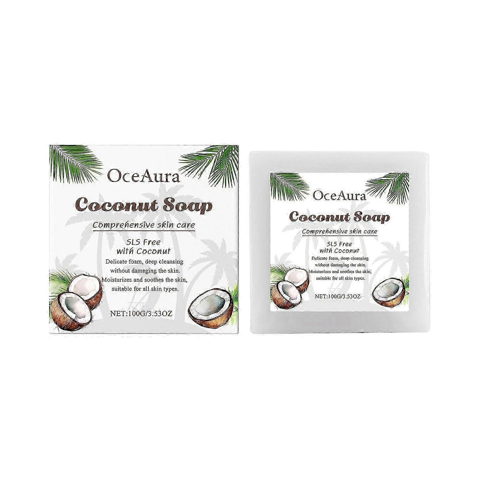 Organic Coconut Oil Soap Bar, 100% Vegan Cold Process Handmade Soap, Gentle Cleansing for Face & Body, Nourishing & Hydrating Bath Soap for Men & Wome