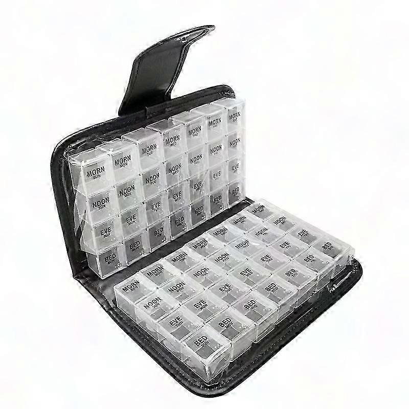 Portable 14-Day Pill Container - Compact Travel Organizer for Daily Vitamins and Medication Storage