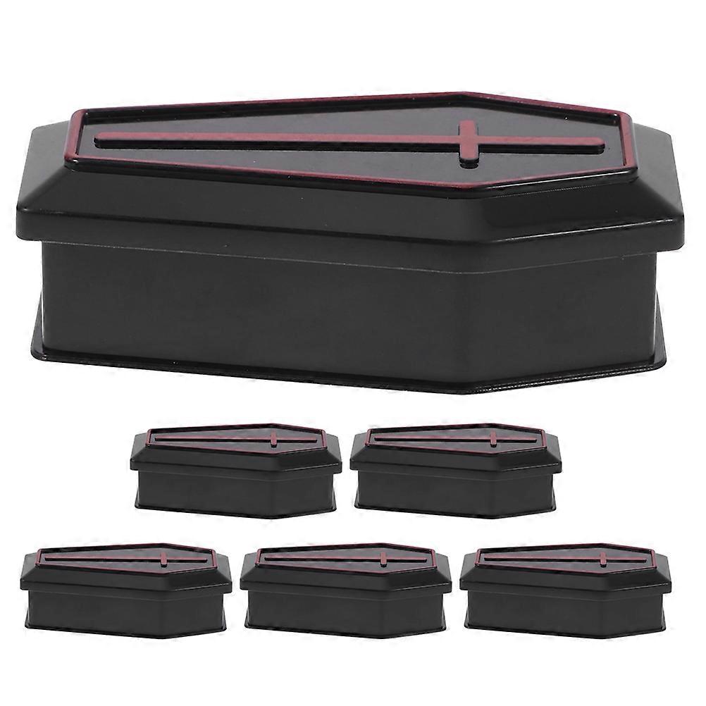 ハロウィーンの装飾用の 6 個のミニ棺箱 – 軽量、ポータブル、楽しいいたずら小道具、お祭りの雰囲気とキャンディーのおやつ