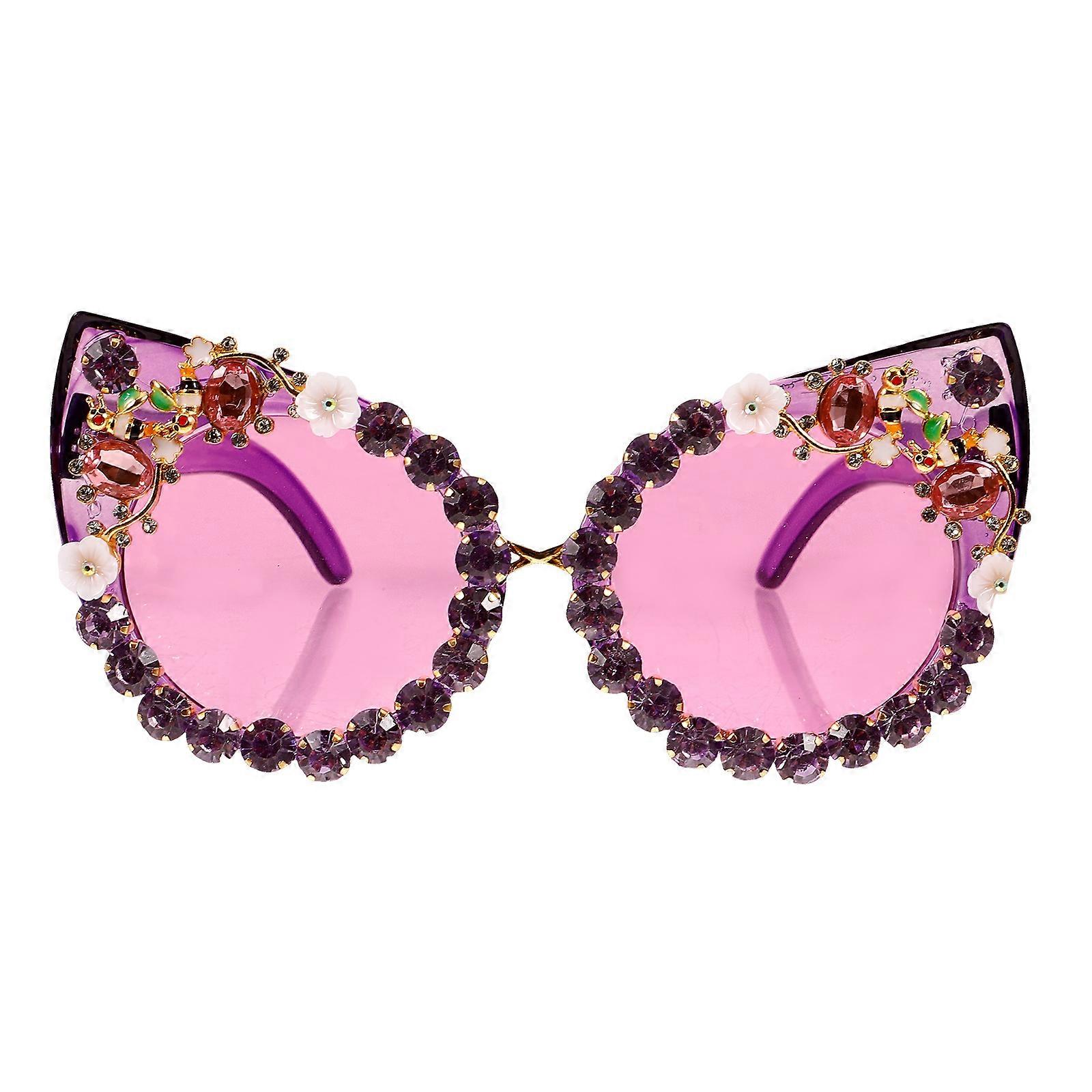 Retro Cat Eye Sunglasses with Artificial Diamonds for Women – Oversized Gradient UV Protection Eyewear with Rhinestone Decor and Stylish Frame for