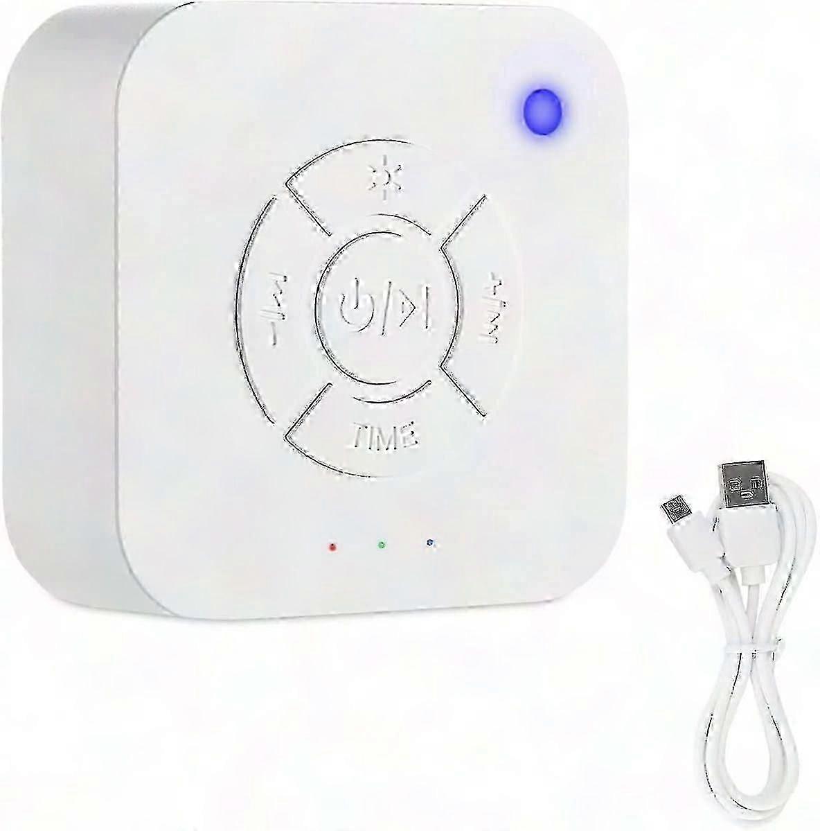 White Noise Sound Machine with Night Light, 9 Relaxing Sounds, Sleep Timer & Memory Function for All Ages, USB Rechargeable (White)