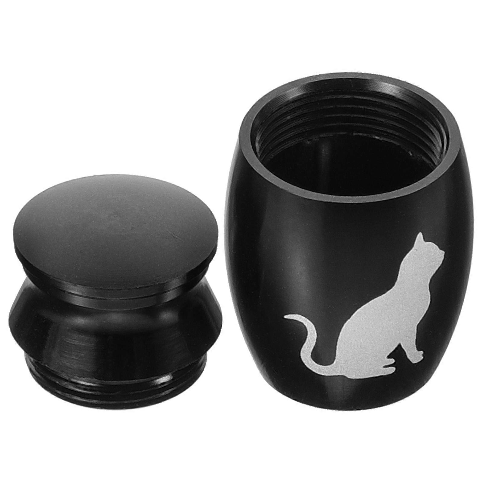Miniature Cylinder Pet Urn Keepsake Design Black Color Small Pet Urn Ash Storage 0.94x0.63x0.63in 1Pack