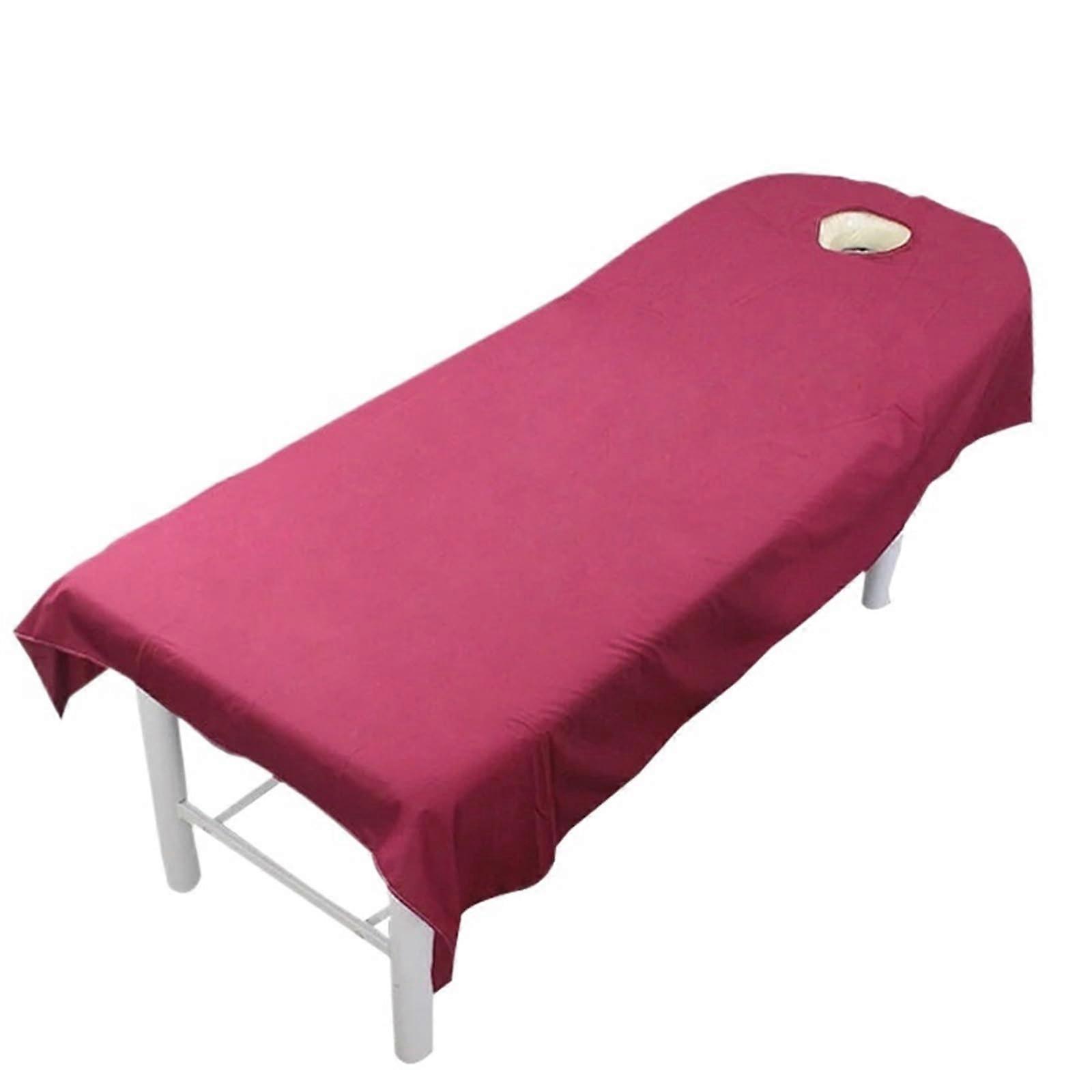 Massage bed cover with face hole, couch massage table cover 80 x 190 cm, solid, soft bedding for beauty salons, solid color with hole (Red)