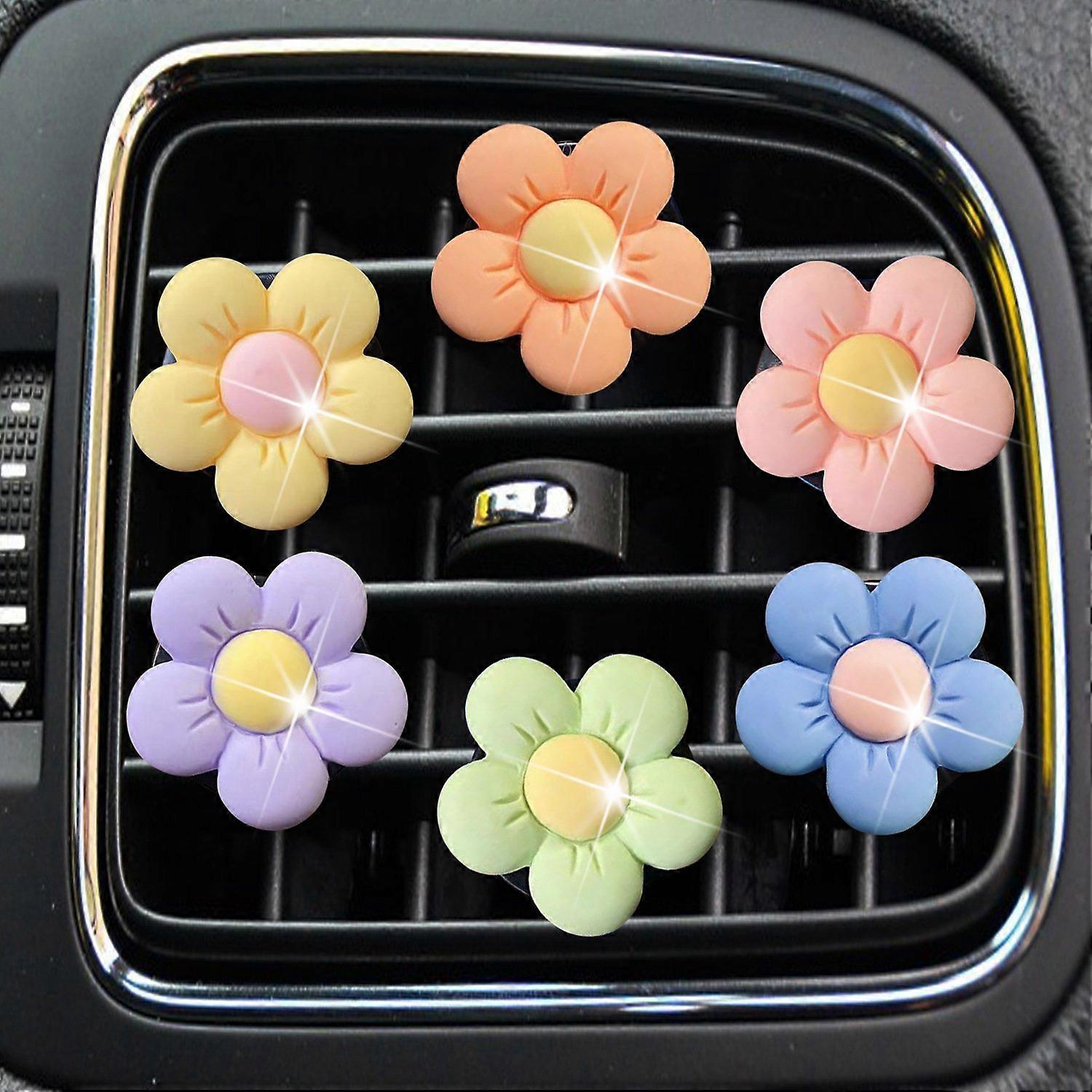 6-Piece Set Of Car Air Conditioner Vent Clips (Flowers), Car Vent Clips