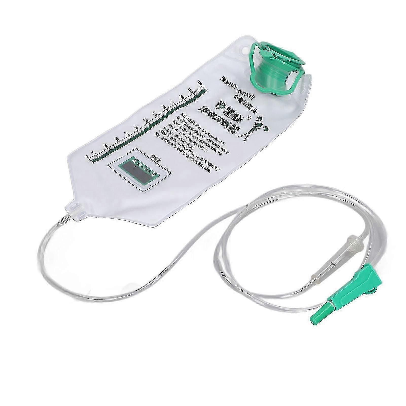 Enema Bag Kit Reusable Large Capacity Home Enema Bag for Colon Cleaning 1200ml with 10 Tube Head