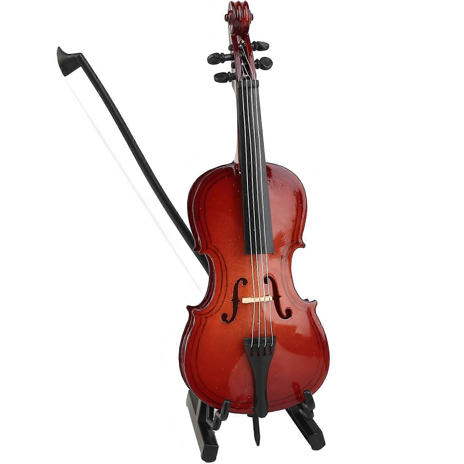 Small Classical Cello Replicas Wood Art Ornament Cello Model Wood Texture Suitable for Displaying on Shelves Desks 20cm