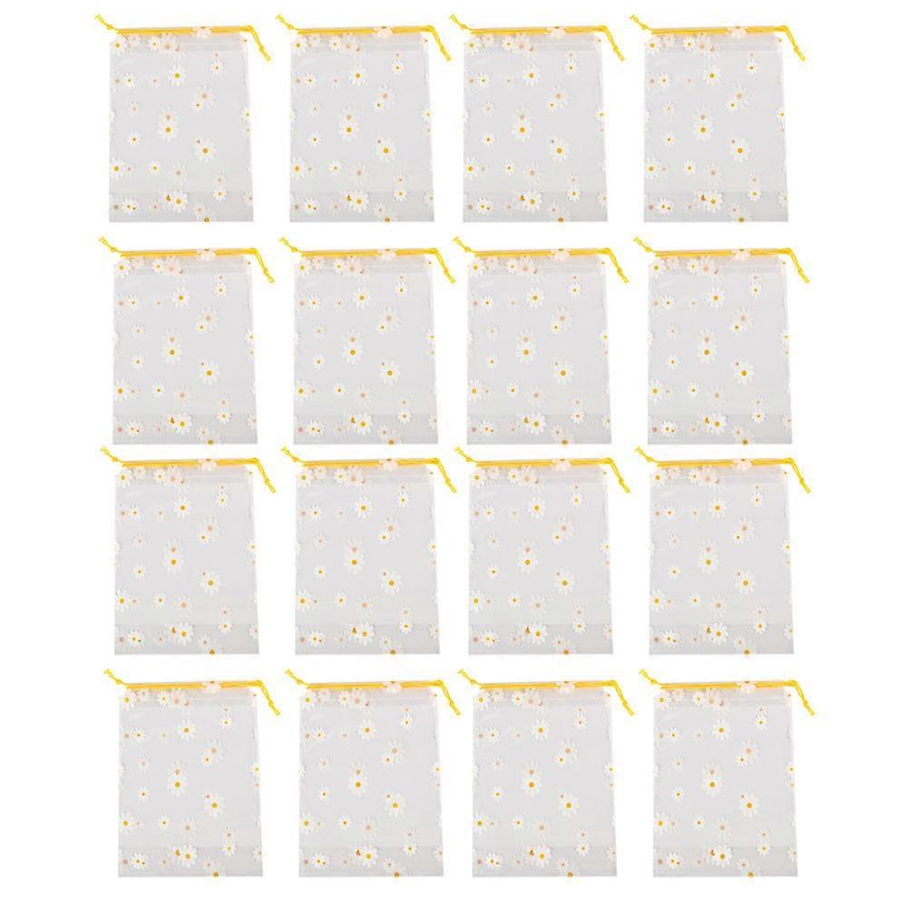 25pcs Transparent Daisy Storage Pouch Durable Drawstring Bag for Bread Camping Travel Flexible Design Easy Access Organizing Items