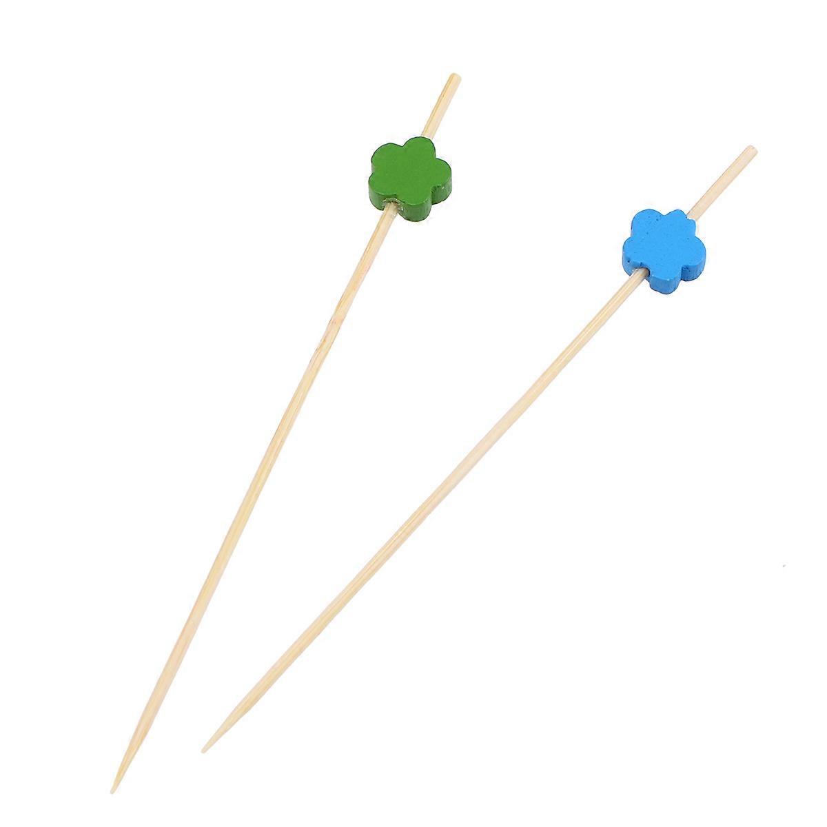 Elegant Bamboo Cocktail Picks with Flower Beads for Appetizer Display and Fruit 200pcs Assorted Color