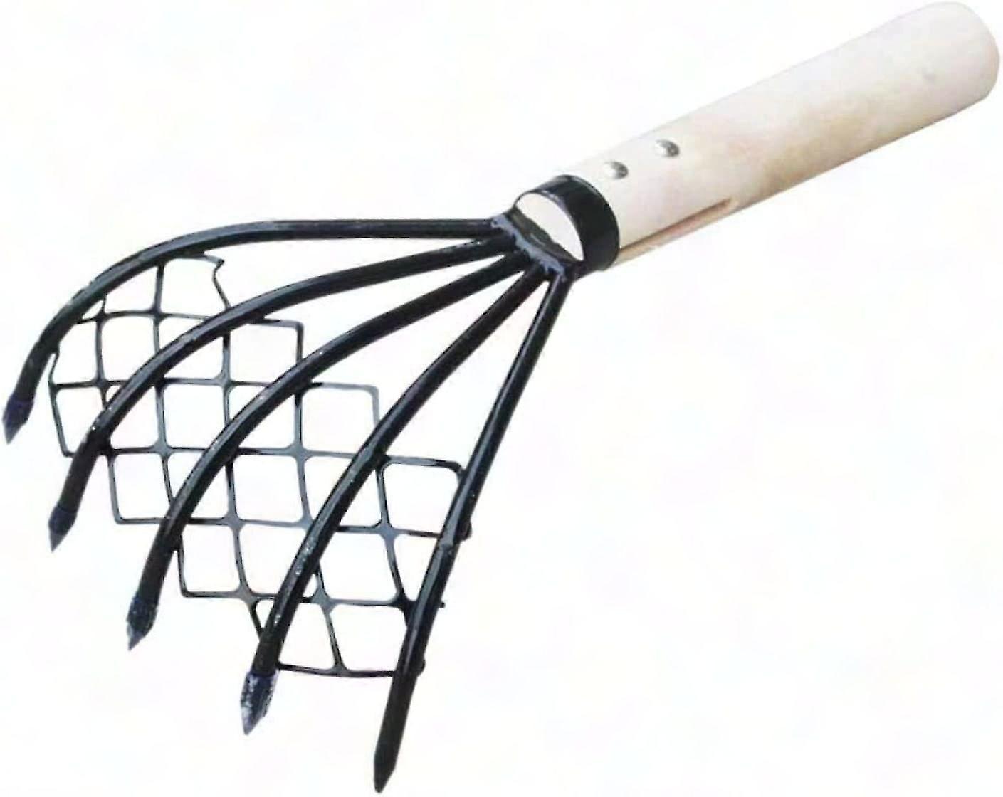 Ninja Claw Rake 5-Tine with Wooden Handle for Gardening and Nozzle