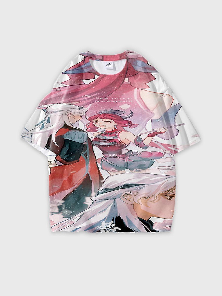 T-shirt round neck Character Pattern loose short sleeve P3262