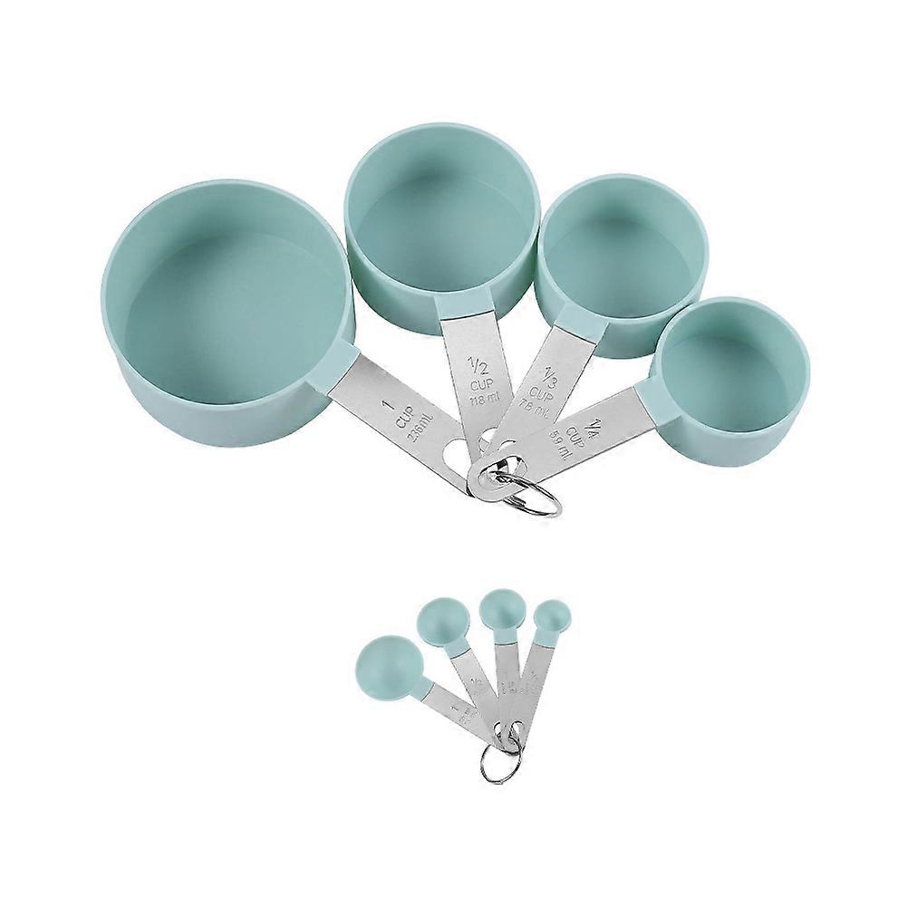 Compact Nesting Measuring Tools In Sky-Blue Color Designed For Baking And Cooking With Accurate Measurements 2 Sets