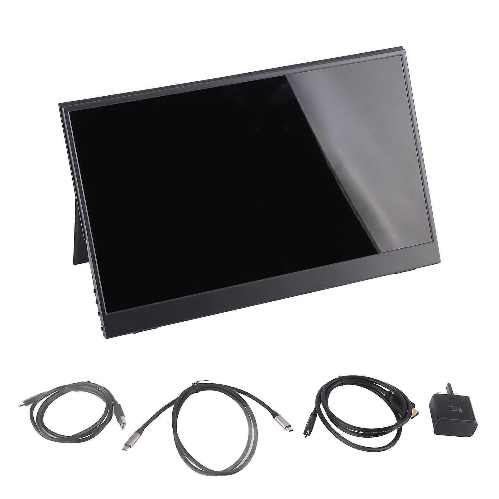 Portable Monitor 15.6in IPS 1080P Built in Speaker 100‑240V 15.6in Lightweight Display Monitor for Home Shop Office UK Plug