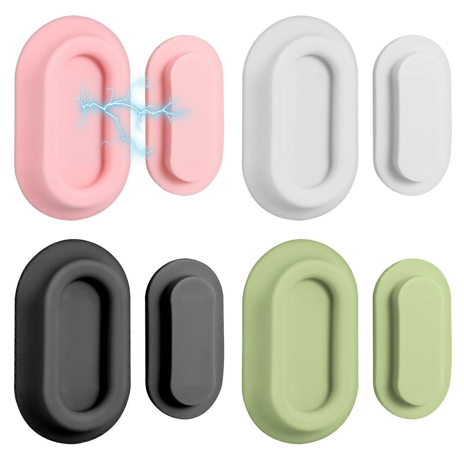 4pcs Magnetic Remote Wall Holder with Silicone Adhesive White, Pink, Black, Matcha Easy Installation, Stylish & Secure Storage for Keys,
