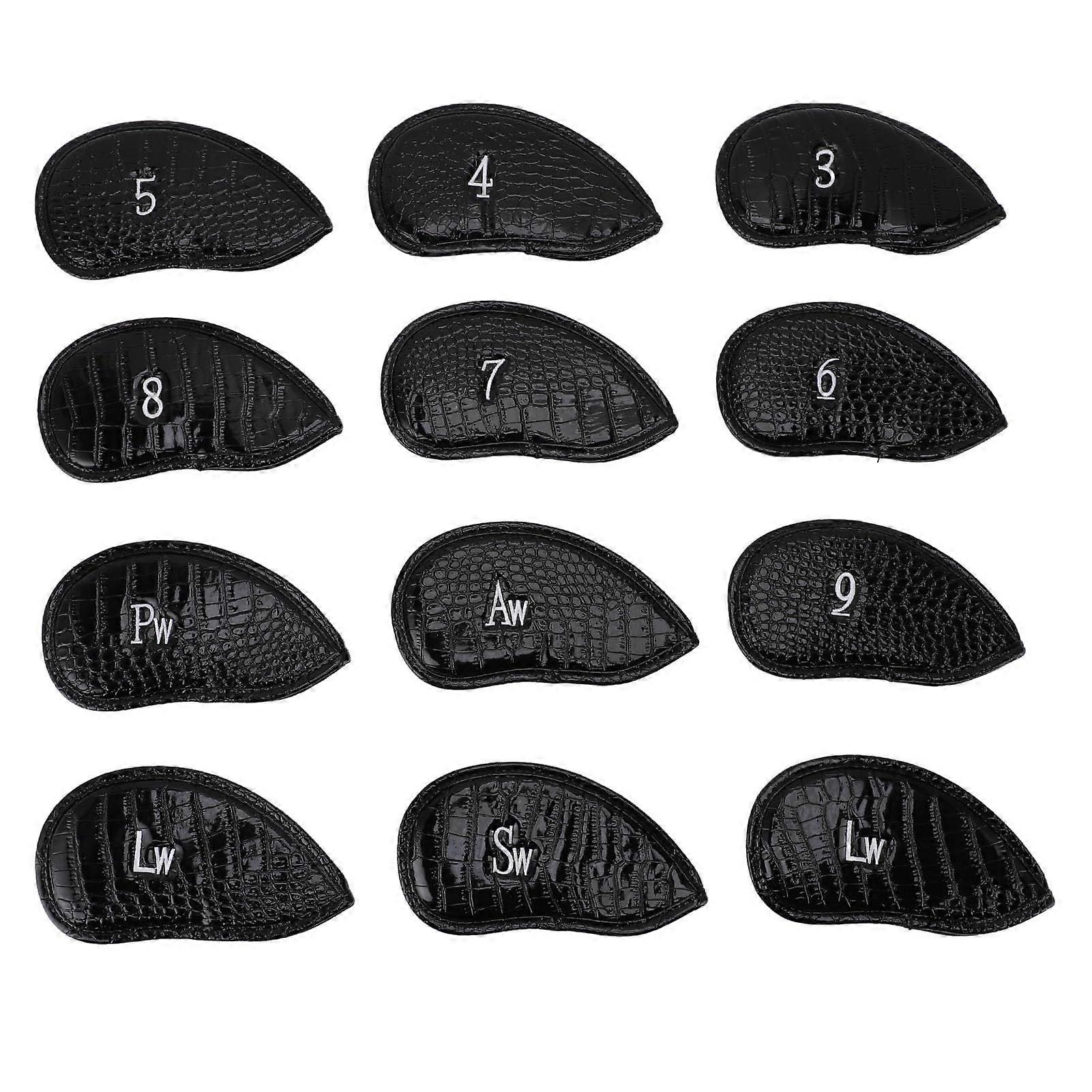 12pcs Pack Cover Set, Club Head Covers, Hook and Loop Fastener, Smoother Touch Secure Fit Portable Iron Covers for Golf Training