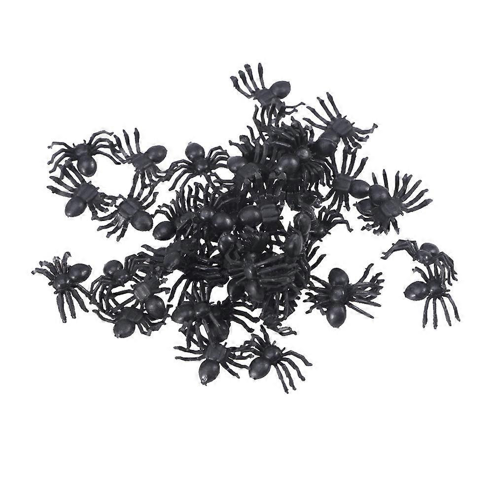 Black Plastic Spiders 300Pcs Prank Toy For Halloween Parties Featuring Realistic Design Ideal For Amusement Fun