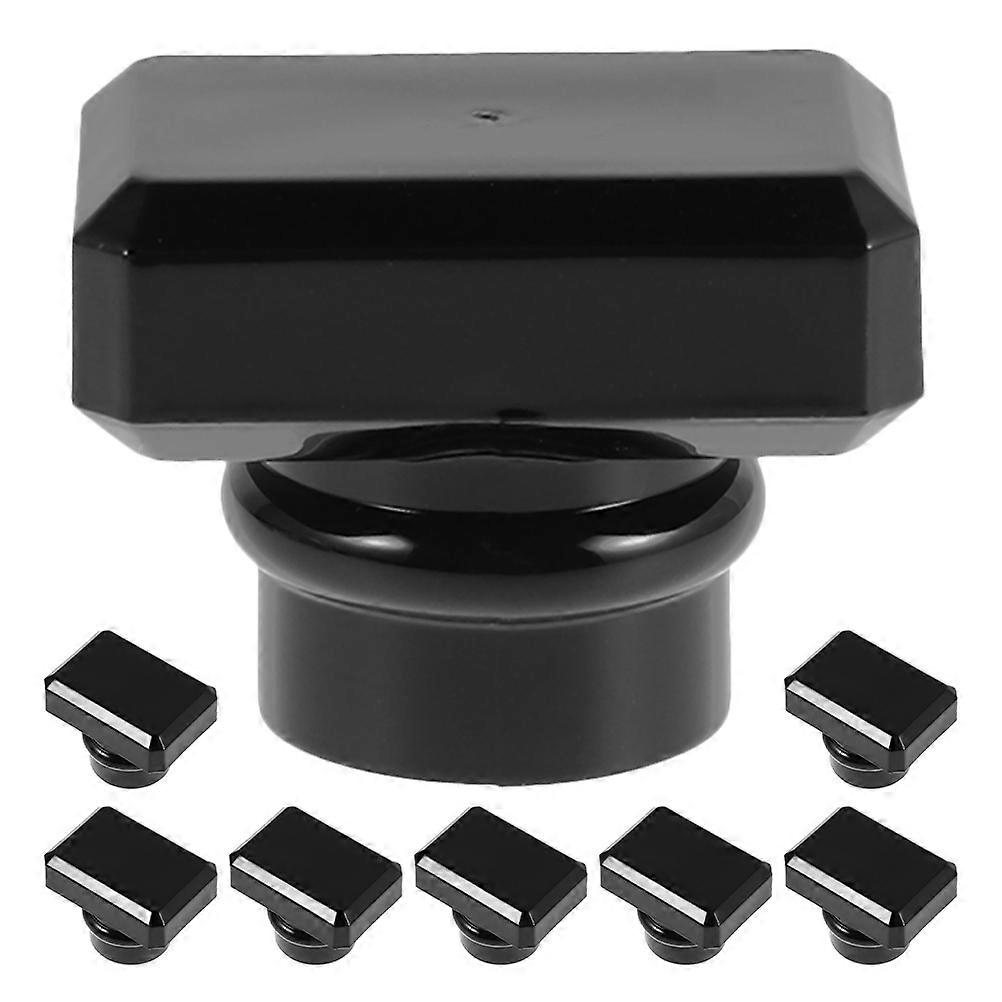 Plastic Perfume Bottle Caps Suitable For Everyday Use Reusable Cosmetic Containers Black Square Shape 8 Pcs