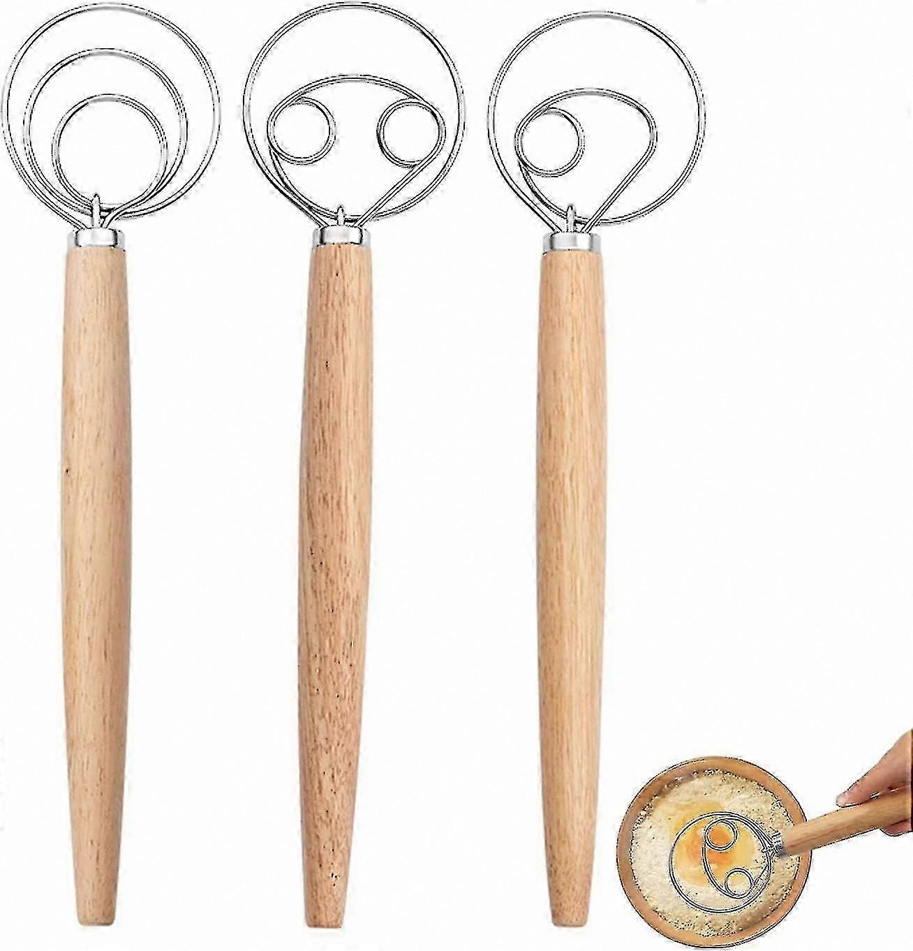 3-Piece Dough Whisk Set, Mixing Tool for Baking, Includes 3 Sizes