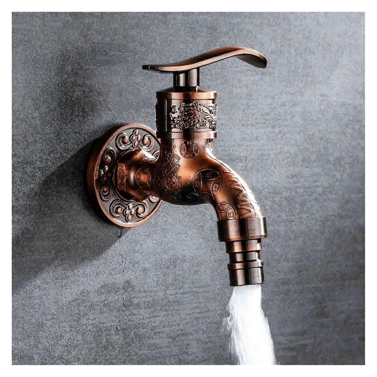 Waschmaschinenhahn Wandmontierter Wasserhahn Retro Wasserhahn für Außenbereich Rosso, Einfach Zu Installieren Gartenhahn