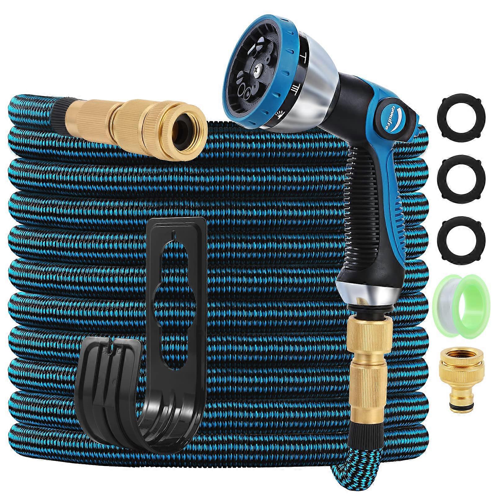 Garden Hose 100 Ft / 30 M, Expandable Hose With 10 Function Nozzle, 3750D Flexible Hose, 3/4 In Solid Aluminum Fittings