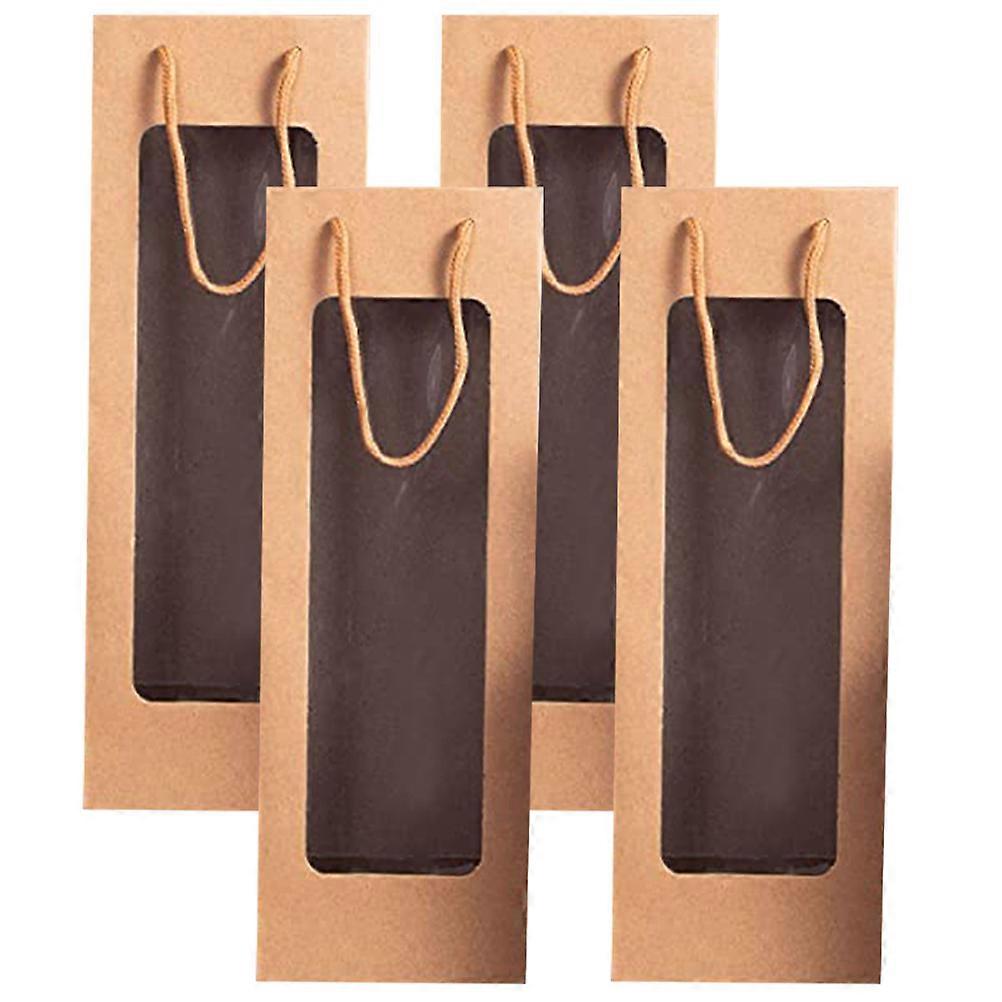 4pcs Gift Bags with Window Paper Red Carrier Bag