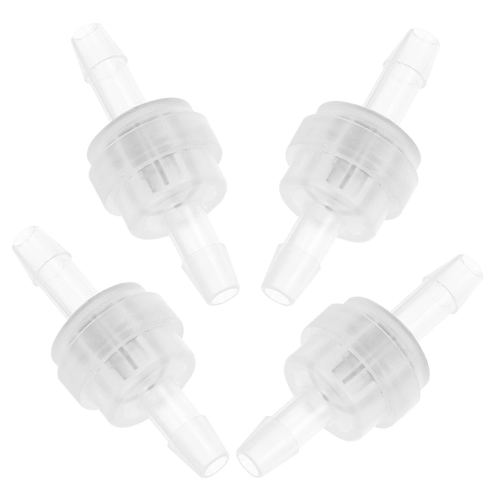 One Way Inline Check Valve Fitting 4Pcs For Fuel Systems 1.9X0.8X0.8In Transparent Anti Rust